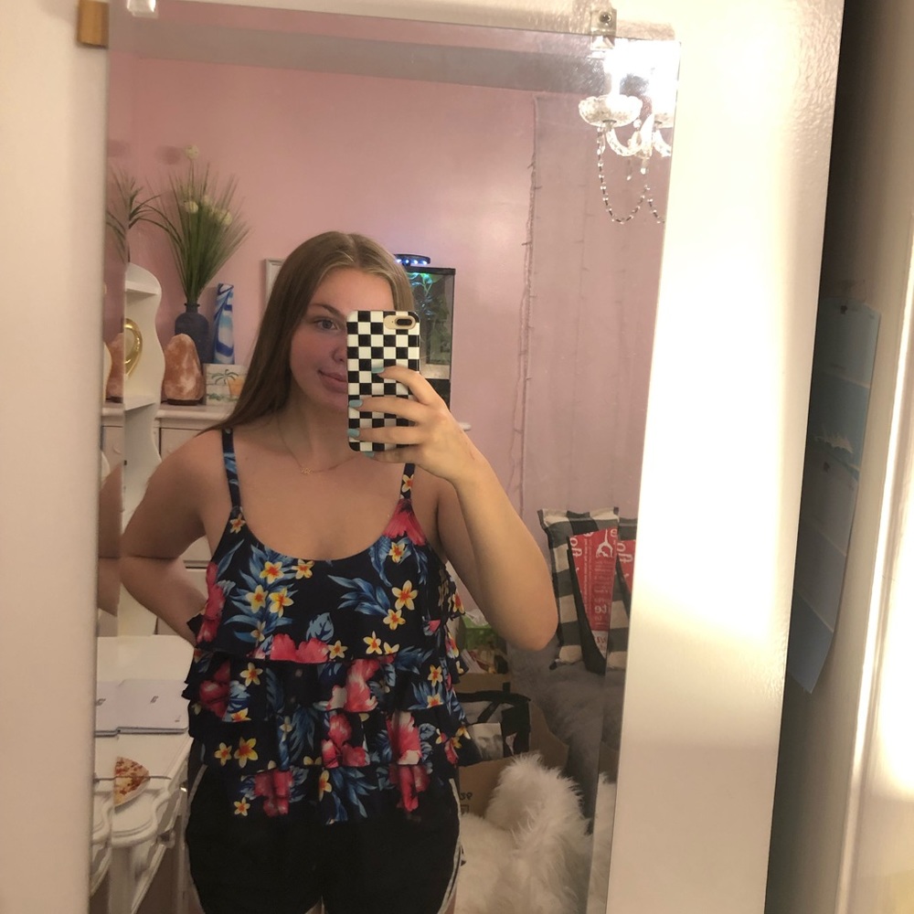 Flower ruffled tankini